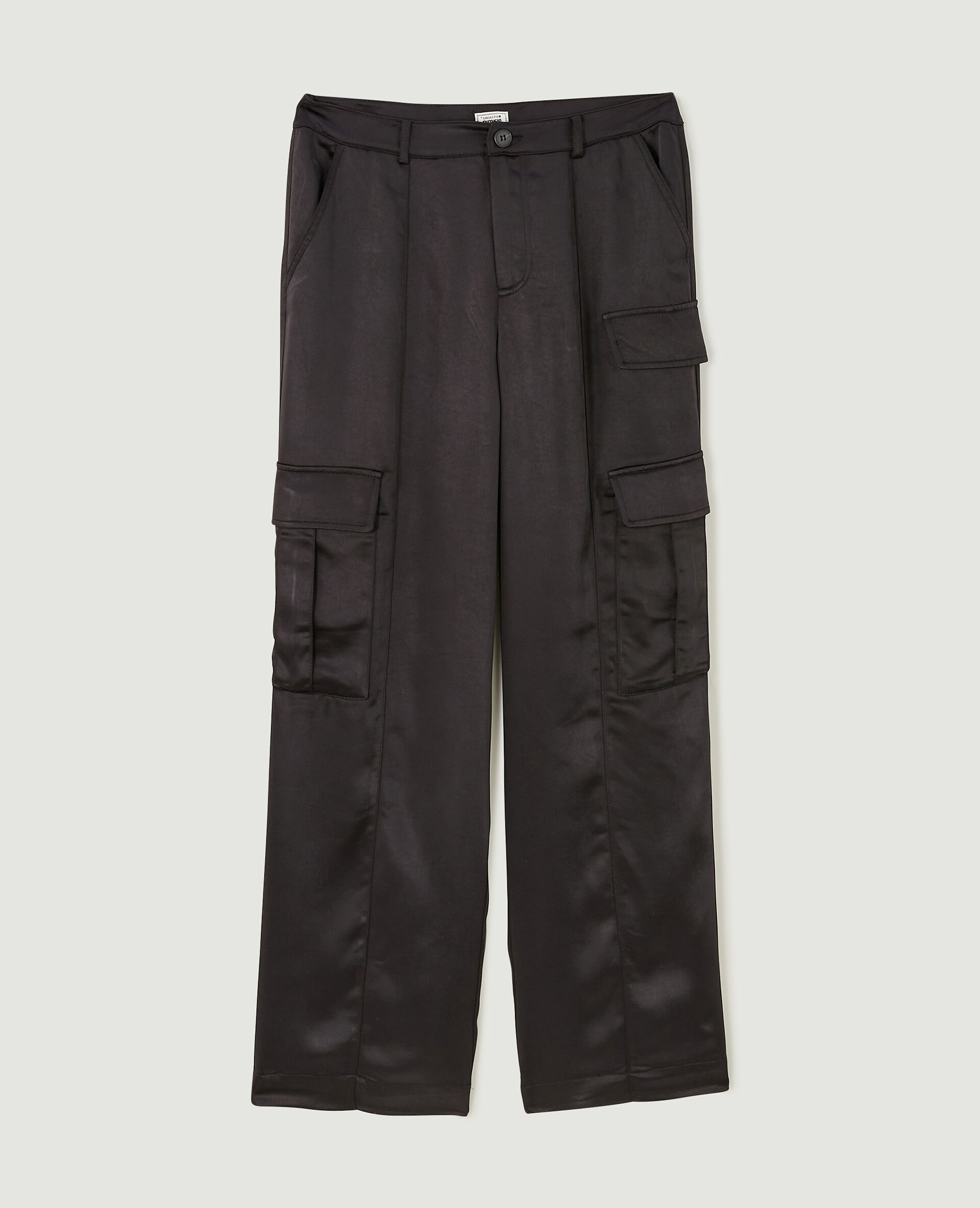 Pantalon cargo en satin - Noir