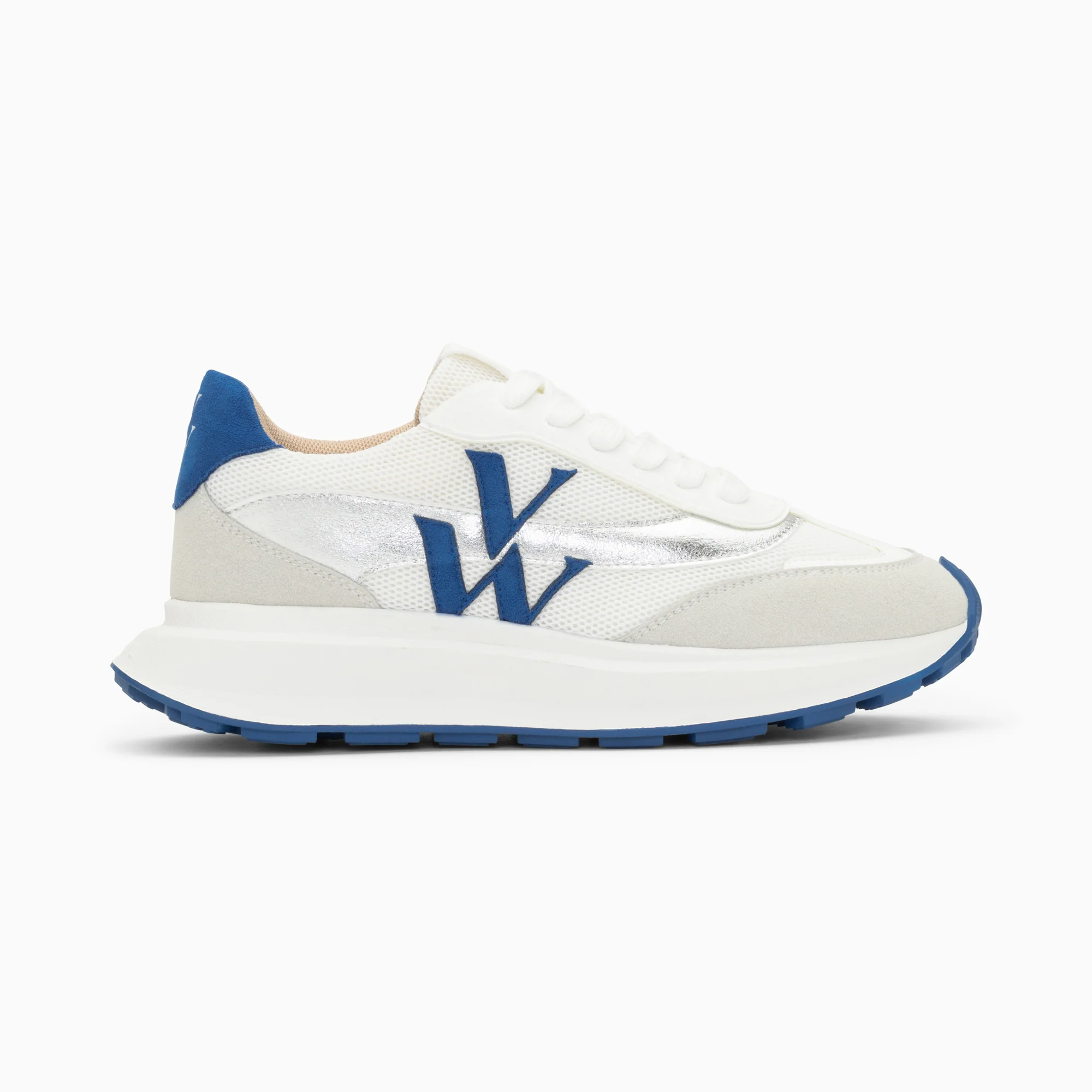 Sneakers-Baskets monogramme Lana bleu et argent à semelle oversize