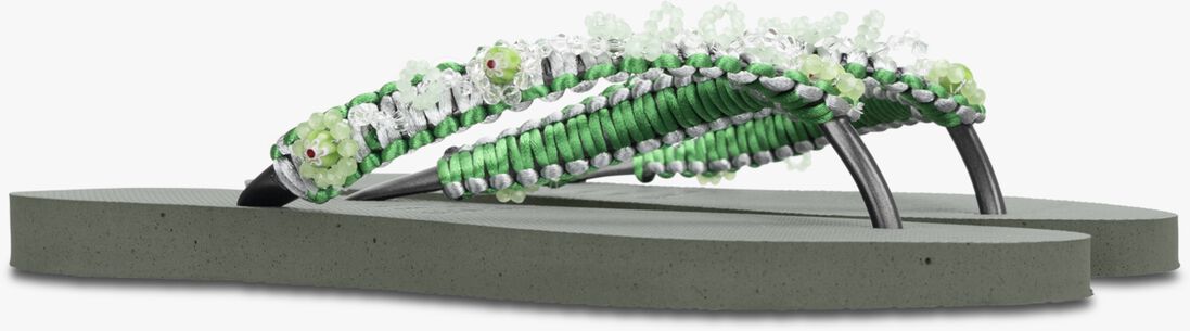 UZURII groene uzurii teenslippers macrame green blossom