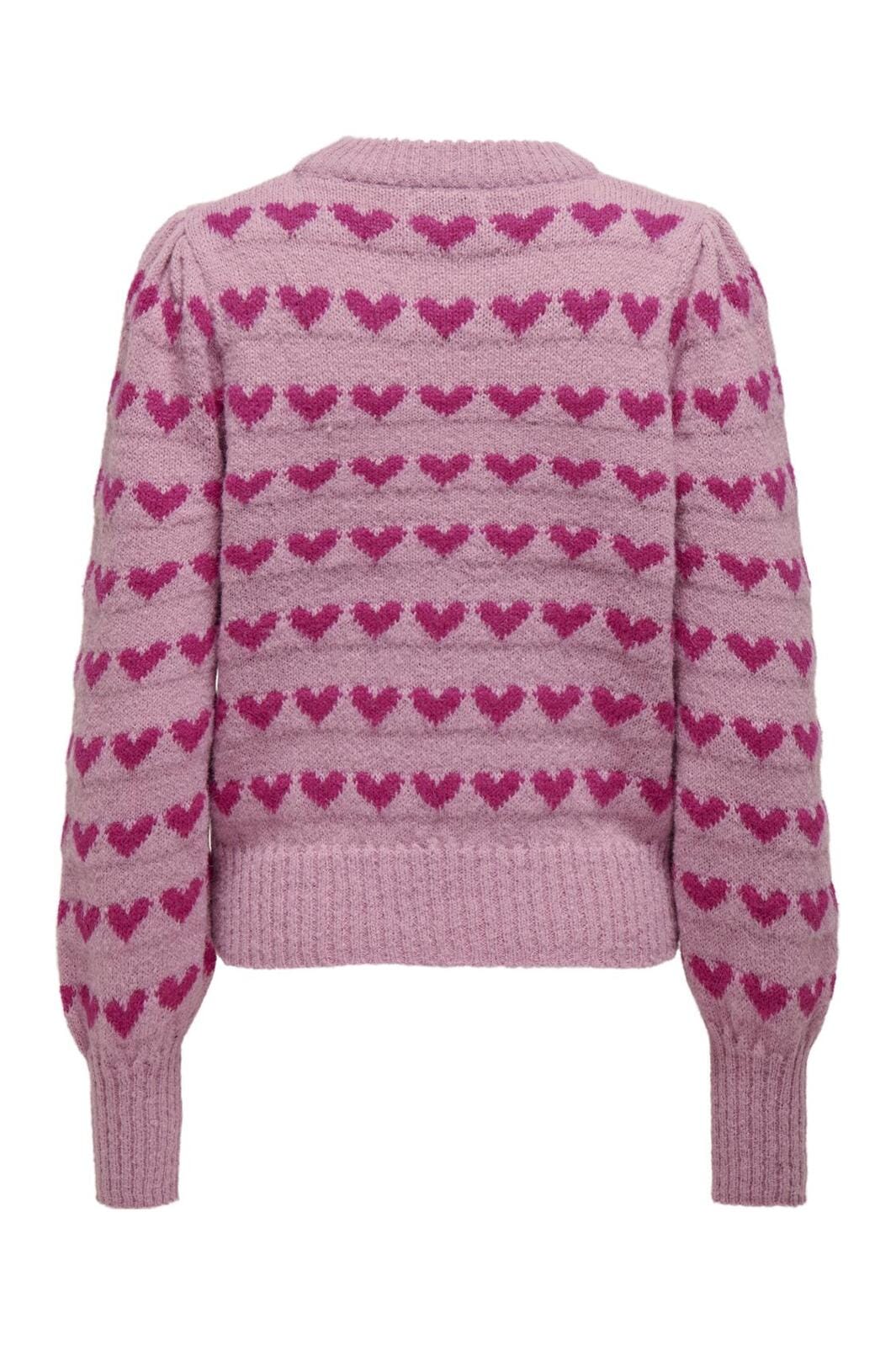 JDY Jdysigrid Life L/S On Puff Pull Knt 4622909 lilas w cactus flower hearts