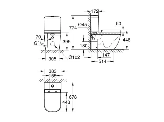 GROHE WC à poser sans bride Euro Ceramic + abattant