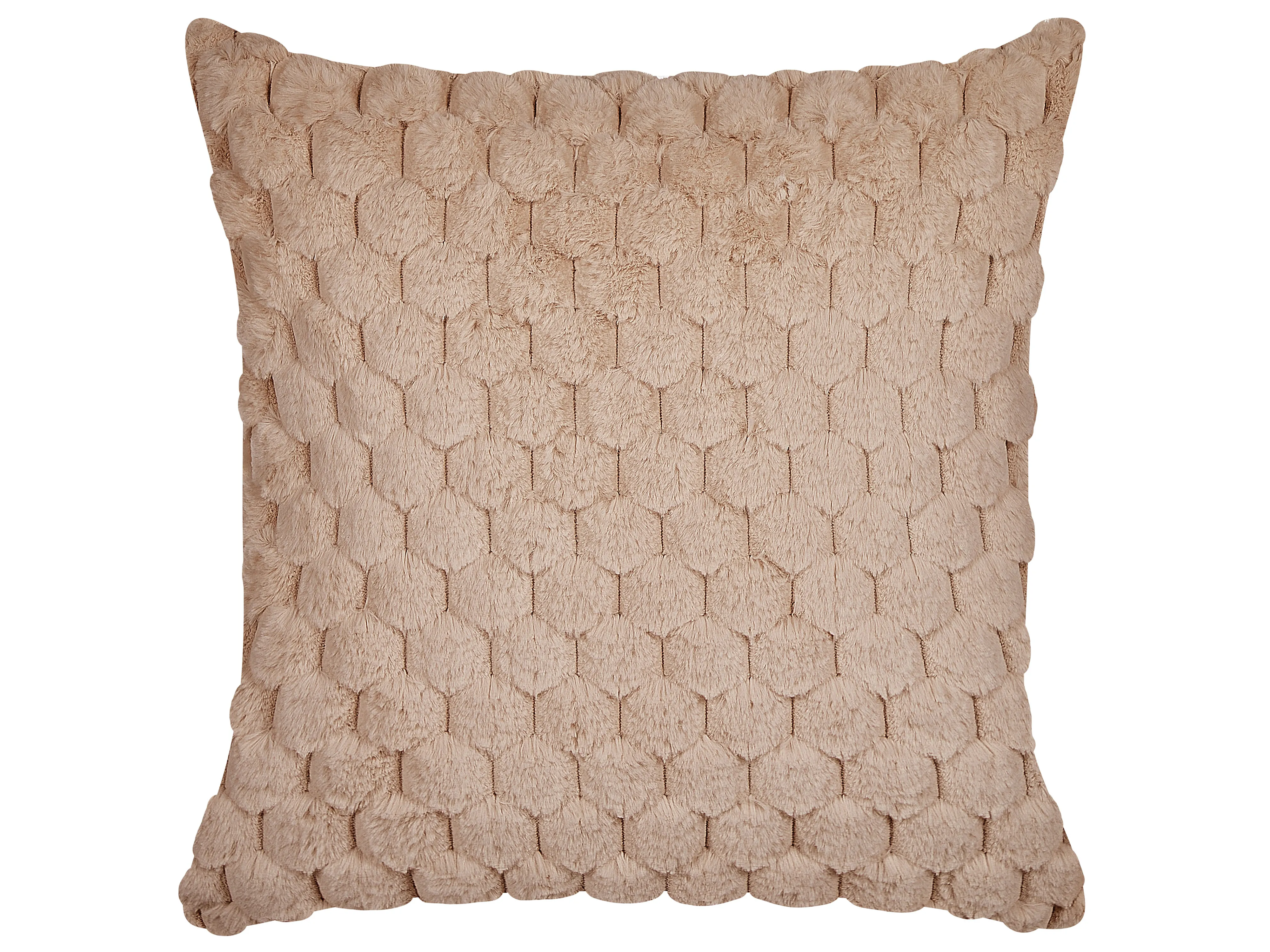 Set van 2 sierkussens PURSLANE Nepbont 43 x 43 cm Zandbeige geometrisch patroon