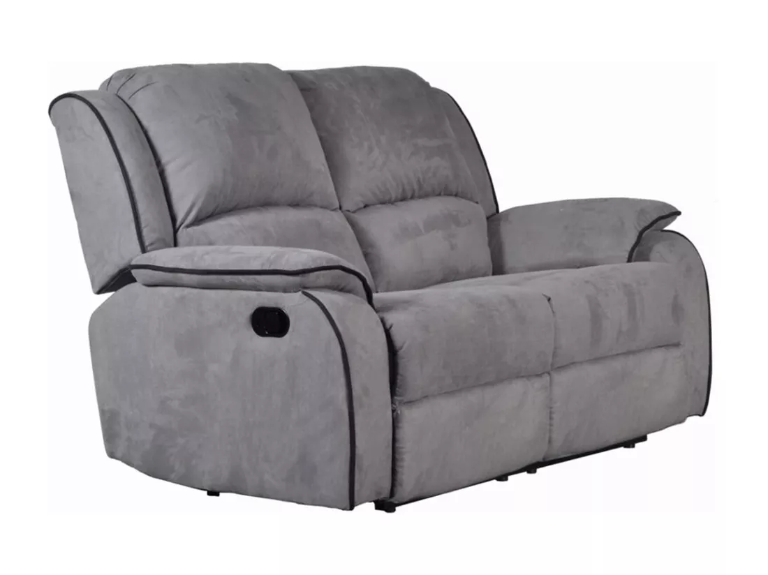 Canapés 3 places 2 places et un fauteuil relax en microfibre HERNANI - Gris