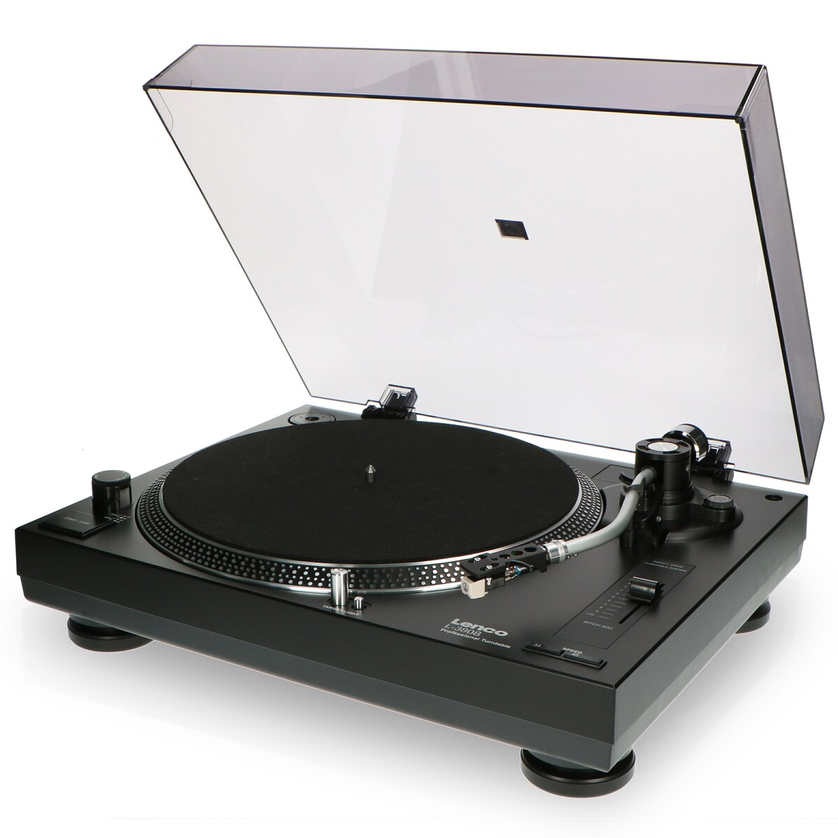 LENCO L-3808 Plattenspieler mit Direktantrieb & USB, schwarz