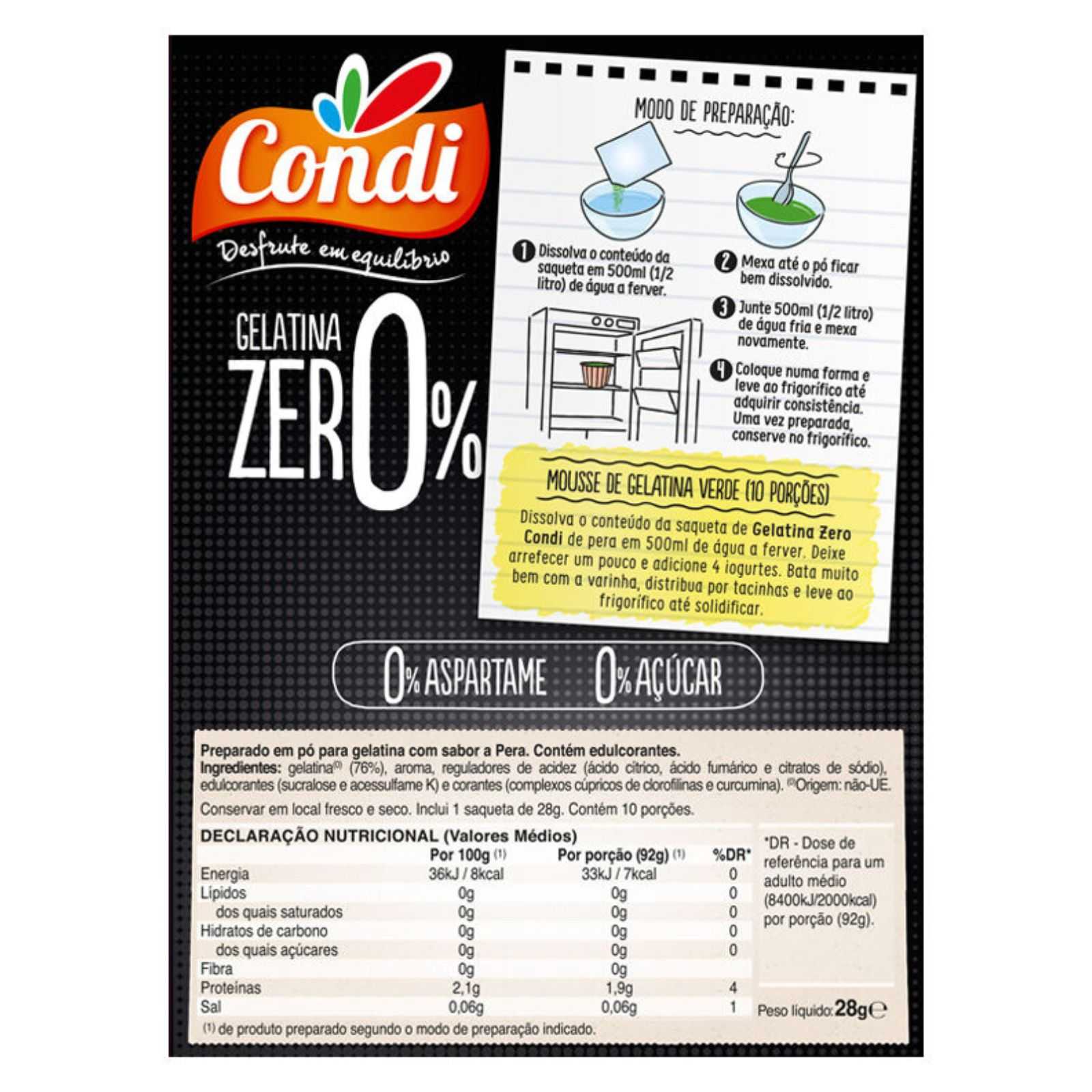 Gelatina de Pera Condi Zero 28g
