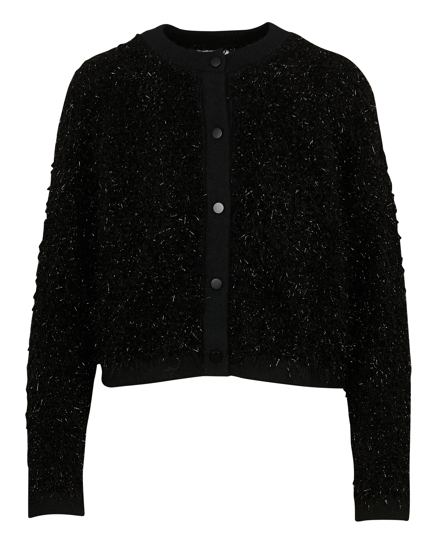 CORALY - Gilet droit court effet peluche | Noir