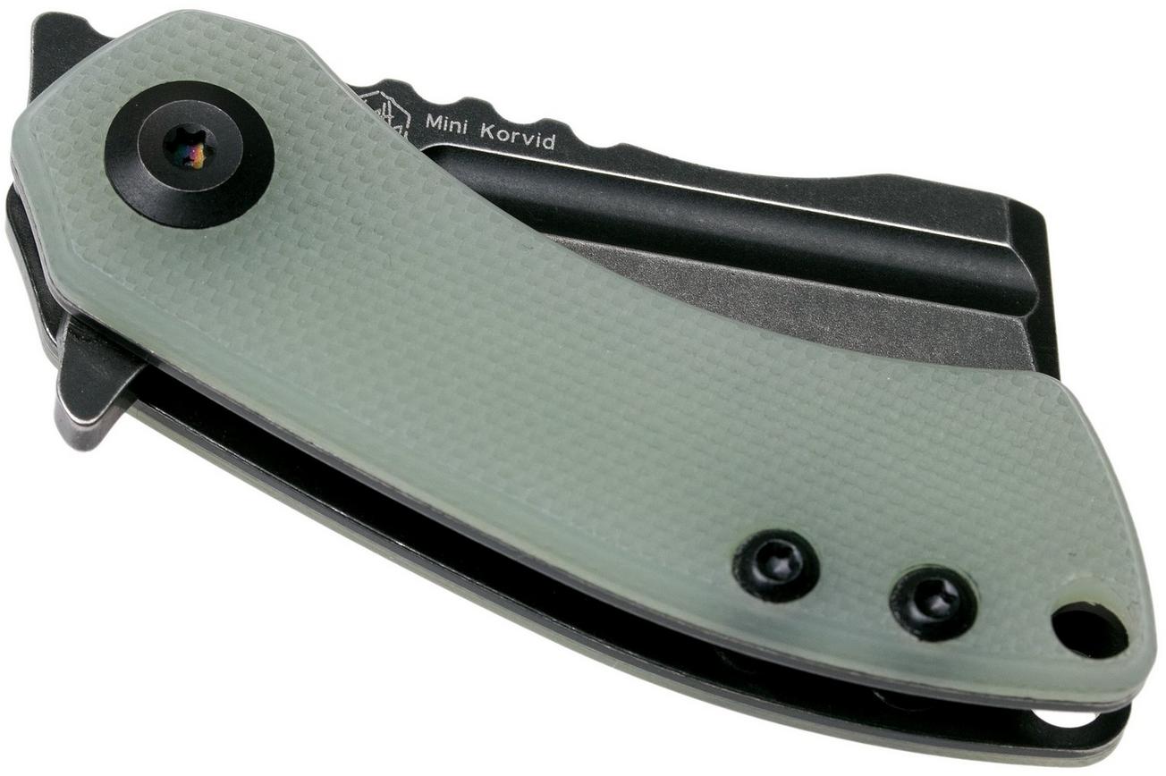 Kansept Mini Korvid T3030A4 Blackwashed, Natural G10 zakmes, Justin Koch design