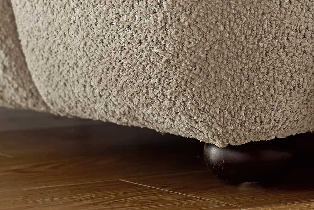 Moderner Hocker CLOUD 100cm champagner greige Bouclé Federkern Fußhocker Sitzhocker