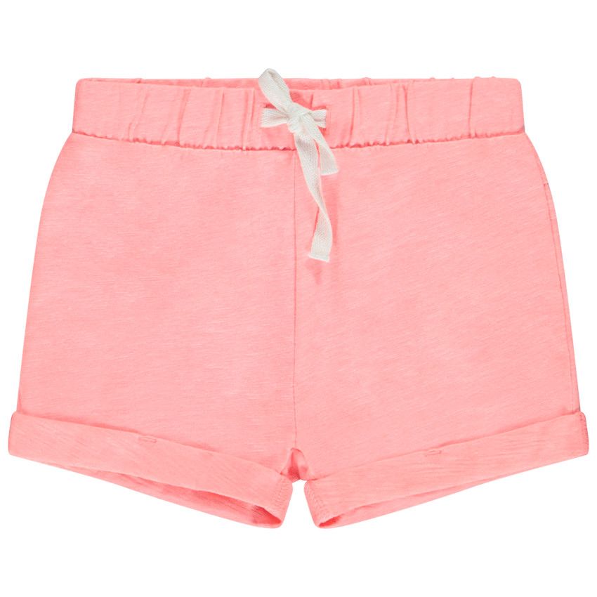 Short uni en jersey slub pour bébé fille - Corail