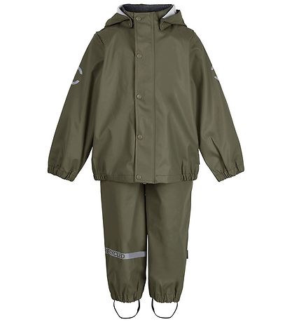 Mikk-Line Regenkleidung m. Träger - PU - Recycelt - Dusty Olive
