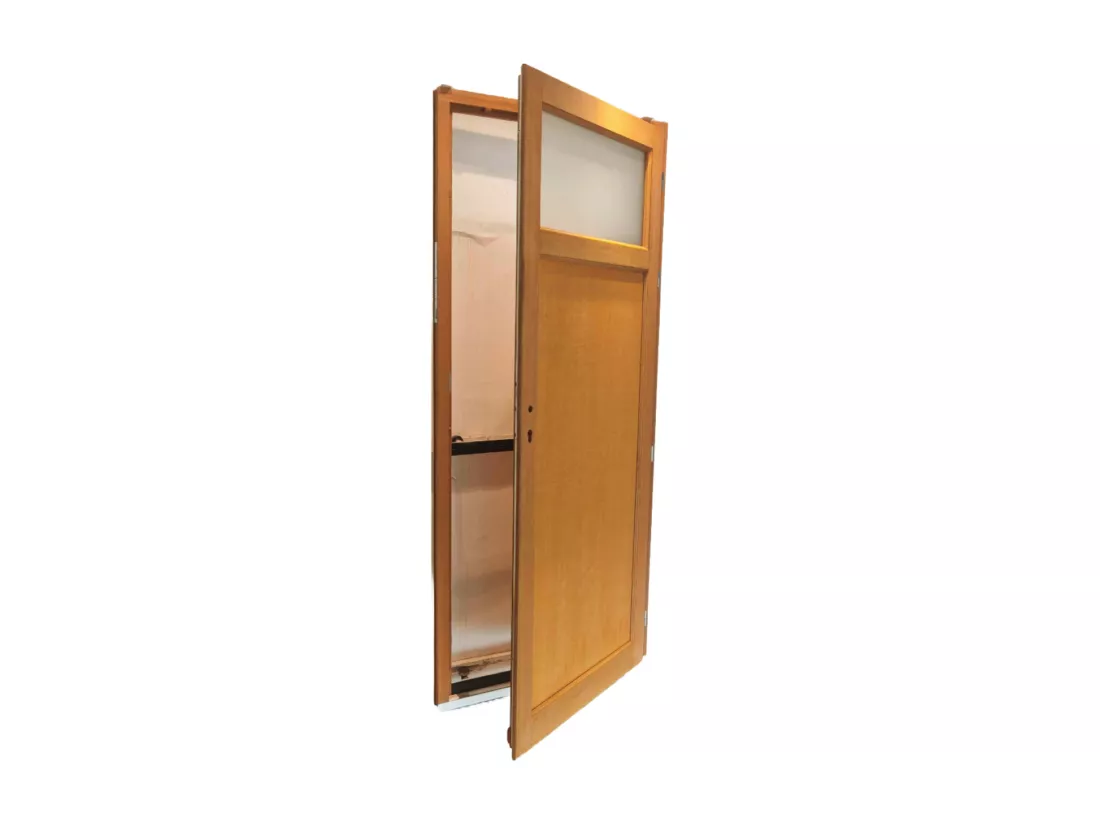 Porte De Service Bois Vitrée Pagos, H,215xl,90 P,gauche Côtes Tableau Gd Menuiseries