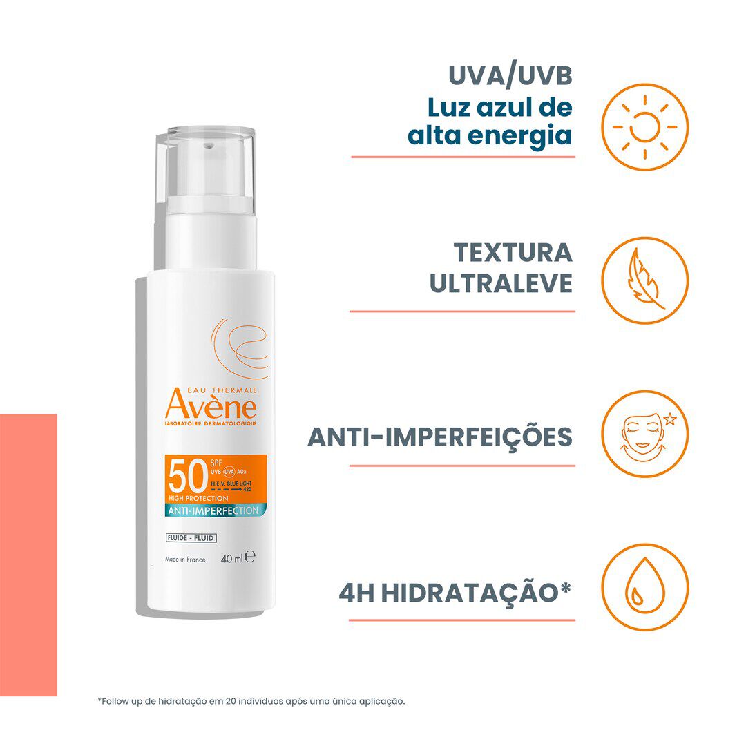 AVENE  Protetor Solar Fluído Anti-Imperfeições SPF50 - 40ml