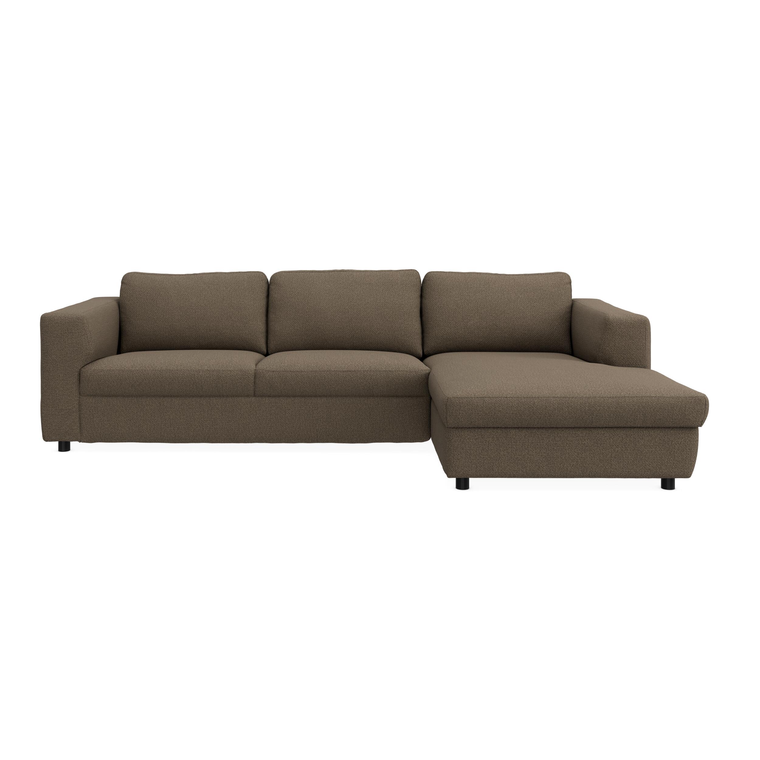 Lean højrevendt sofa med chaiselong