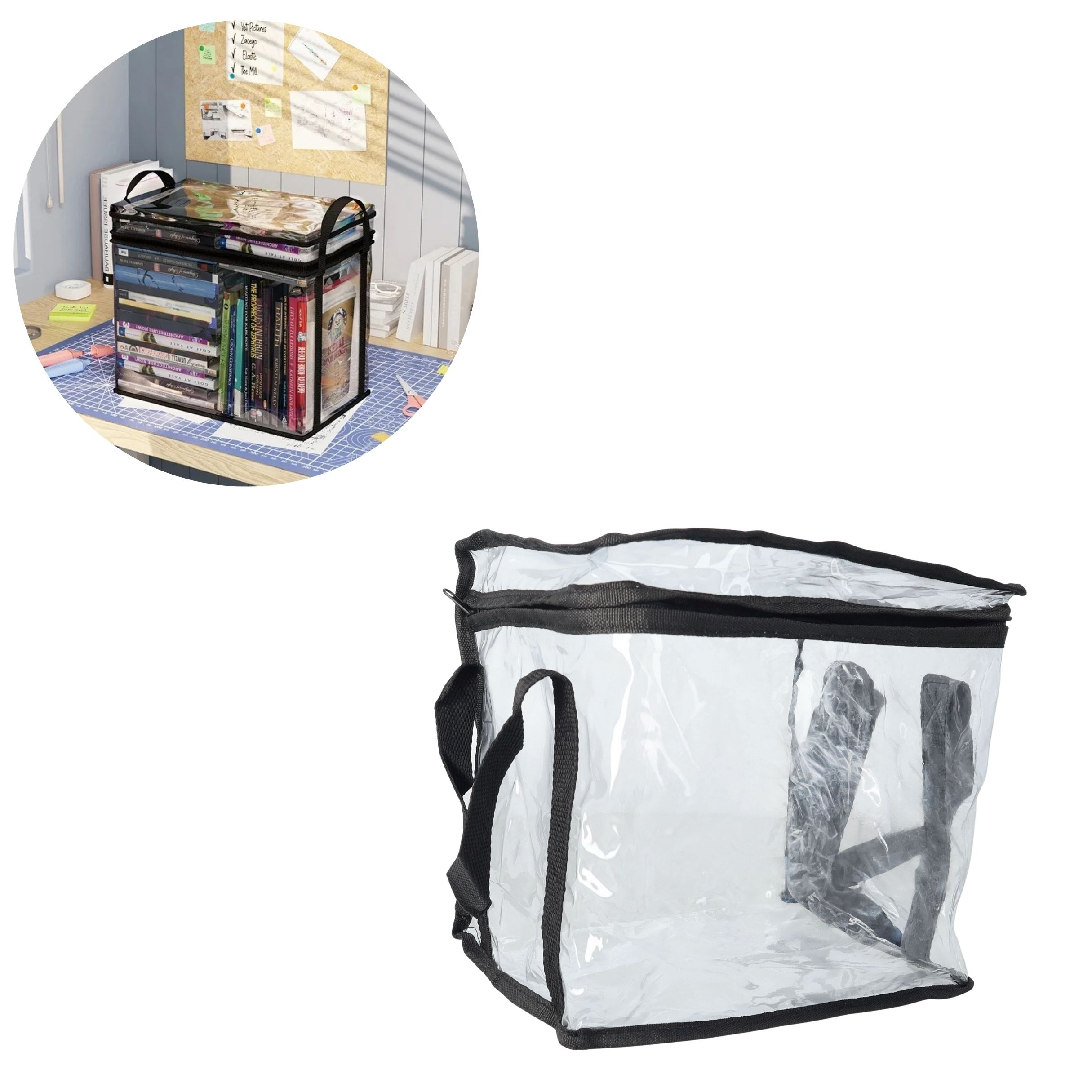 (20x18cm) Bücher Aufbewahrungs Tasche Anti-Staub Buch Organizer Wasserfeste Tragetasche - Transparent