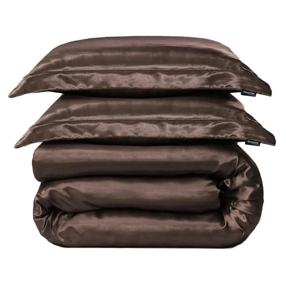 Satijn Dekbedovertrek Glossed Bruin-1-persoons (140 x 200/220 cm)