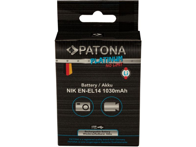 Patona Platinum Akku für Nikon EN-EL14, D3100, D5100 und P7 Platinum Batteriesatz für Nikon