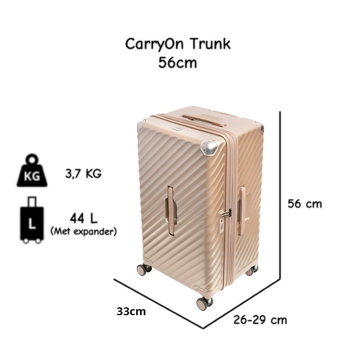 CarryOn Trunk 41 liter handbagage koffer - Beige