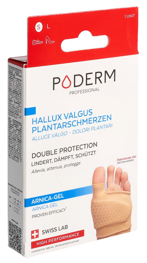 PODERM Doppelschutz<br>1 Stück, S, für Hallux Valgus Ballenzeh & Fusssohlenschmerzen