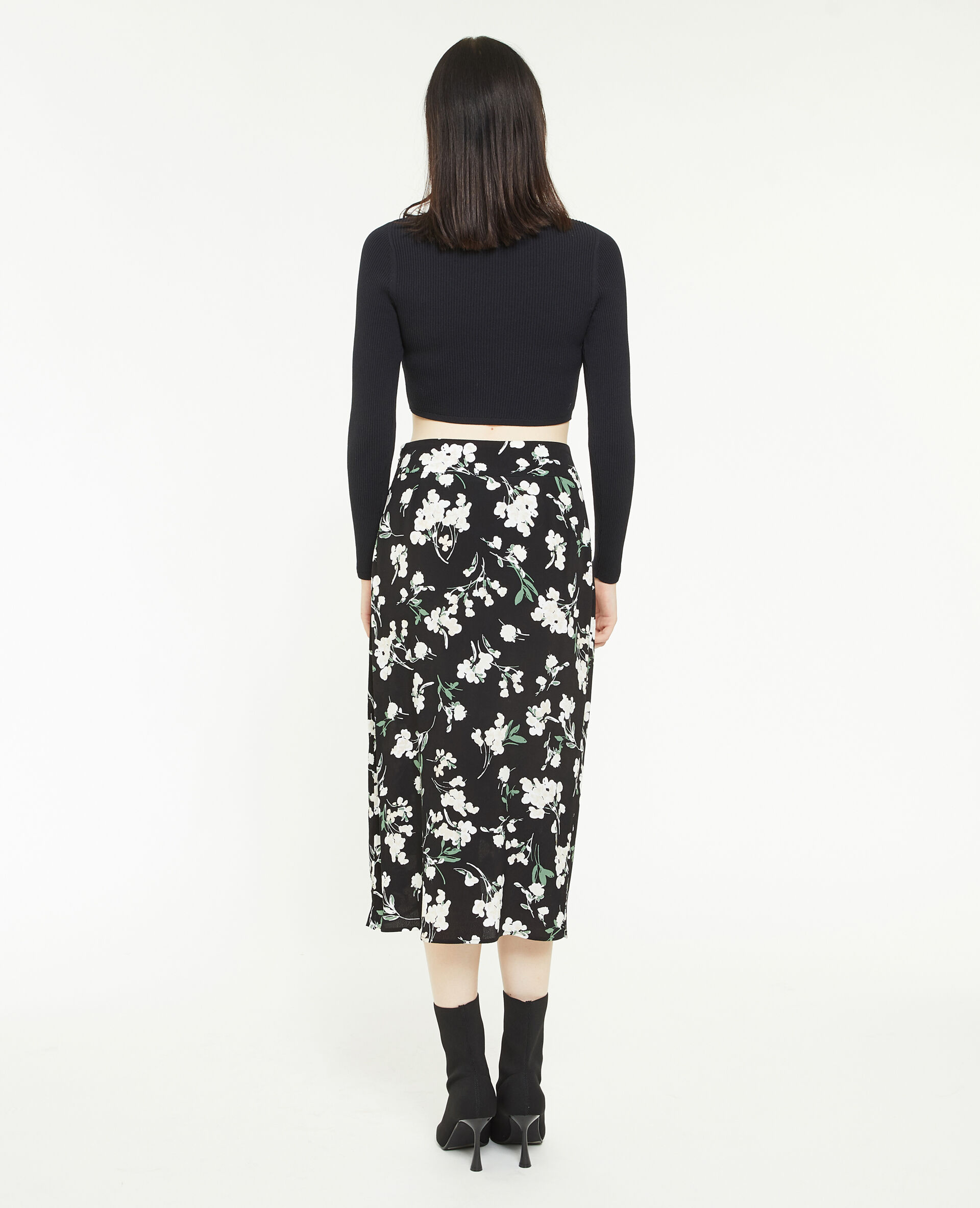 Jupe midi effet porte-feuille - Noir