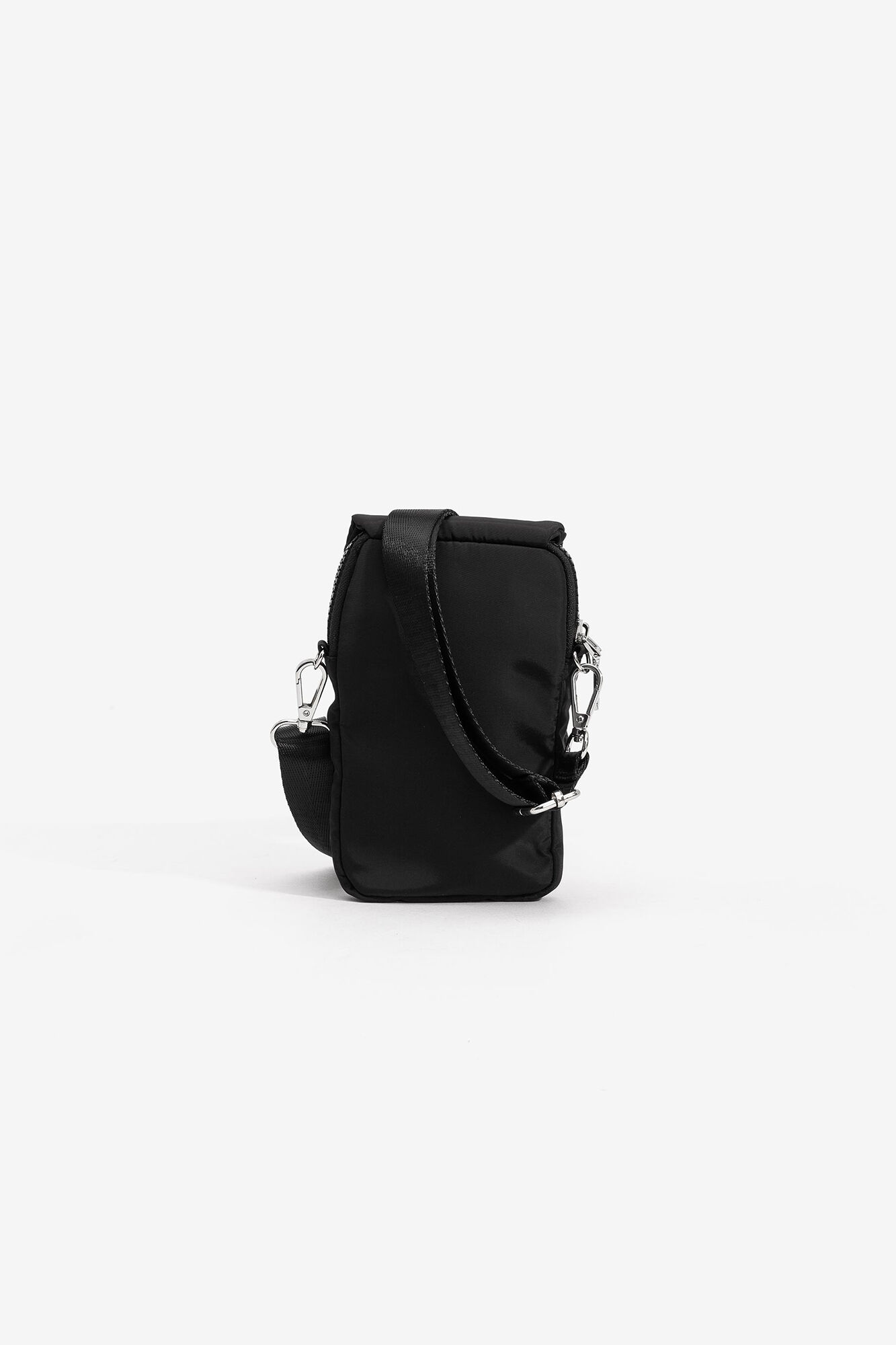 Bolso acolchoado para celular em nylon - Preto