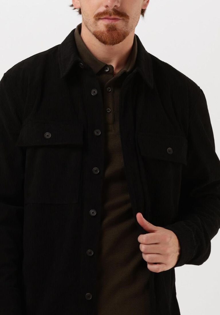 COLOURFUL REBEL zwarte colourful rebel overshirt logan corduroy shirt