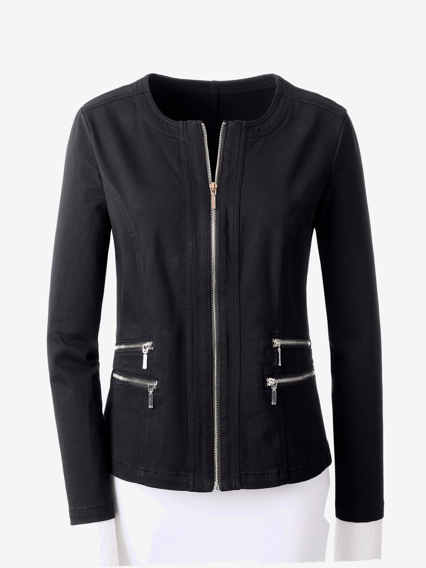 Blazer aspect jean 2 glissières fantaisie poches