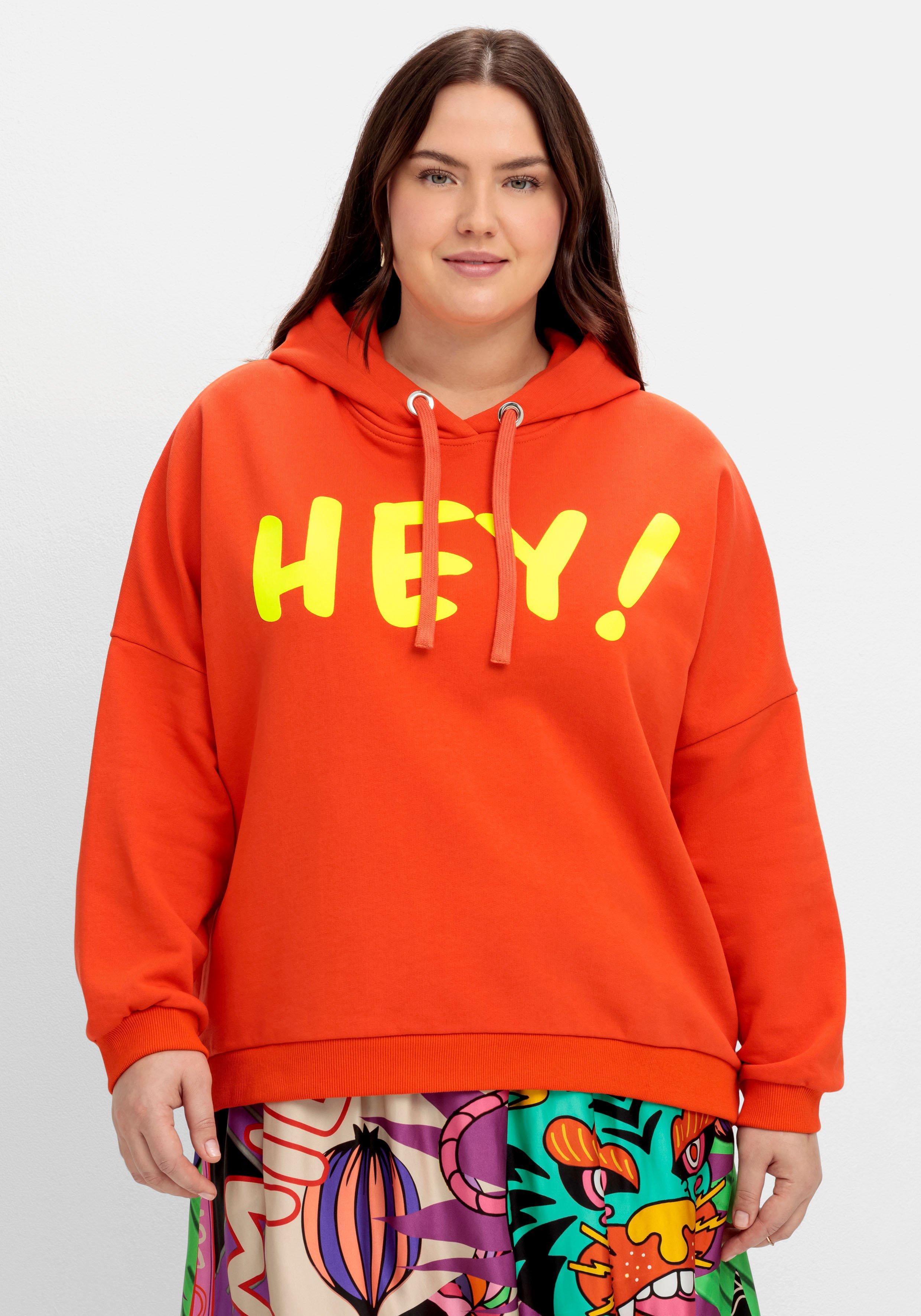 Kapuzensweatshirt mit Neon-Wordingprint