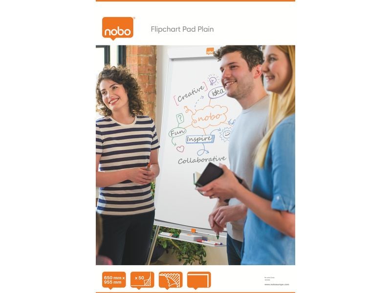 Nobo Flipchart Block 50 Blatt, blanko, 6.5 x 9.5 cm Weiss 1 Flipchartpapier