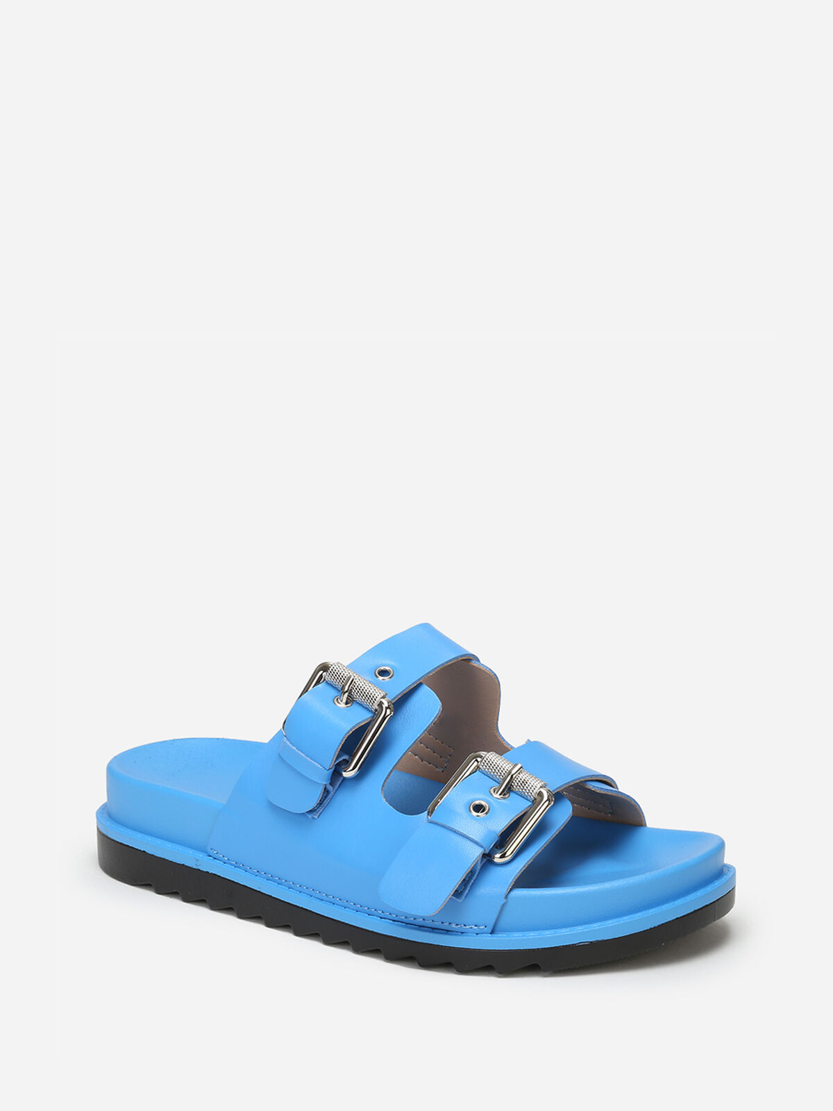 Mules avec brides à boucles- Bleu