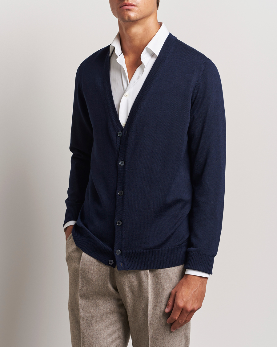 Stenströms Merino Cardigan Navy