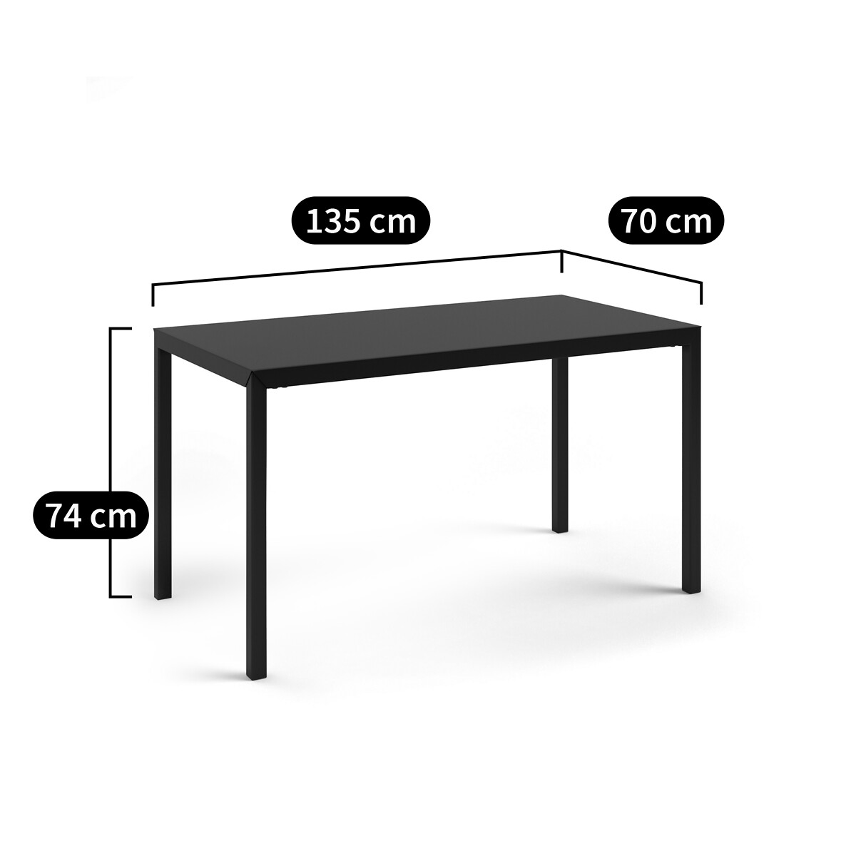 LA REDOUTE INTERIEURS<br>Mesa de jantar em aço preto, 4 pessoas Hiba