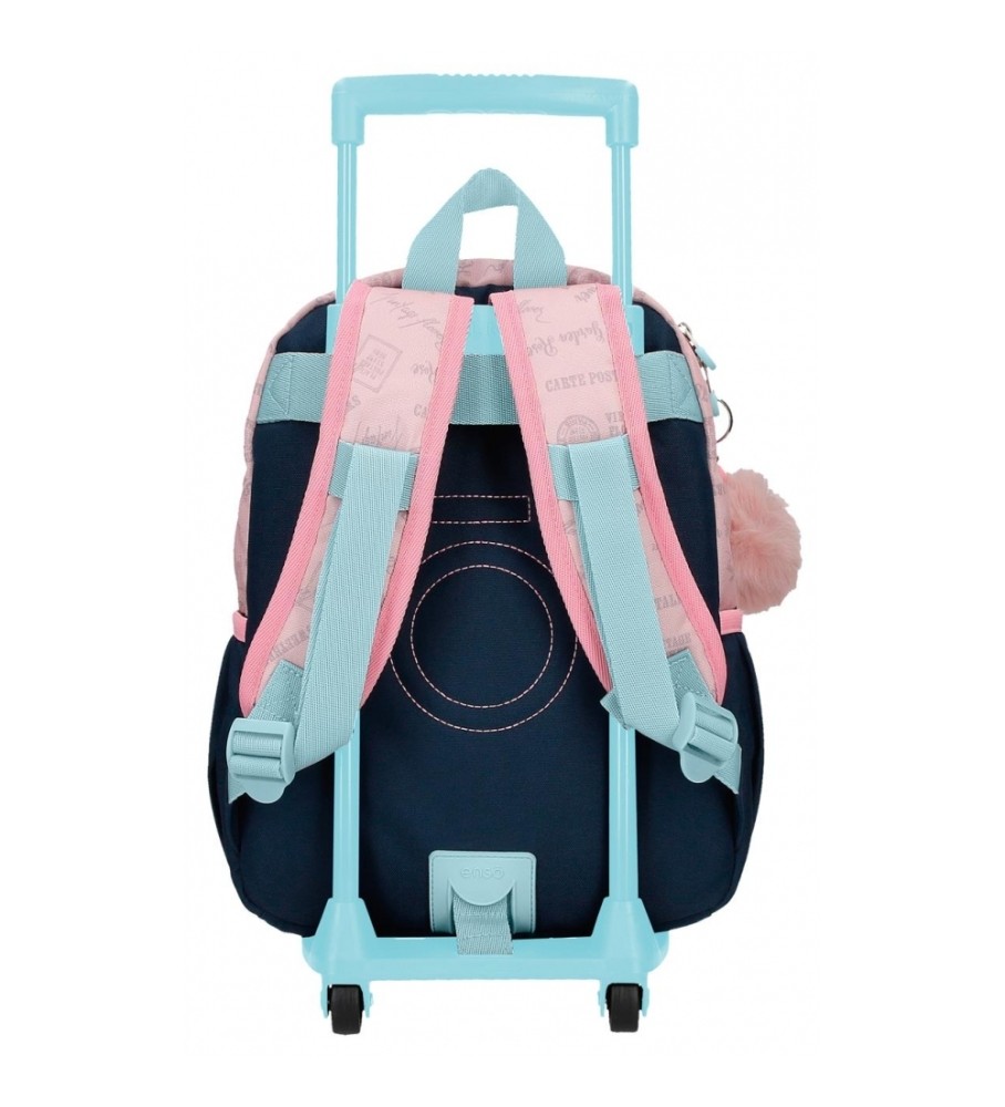 Mochila com carrinho Enso Bonjour 32cm, rosa