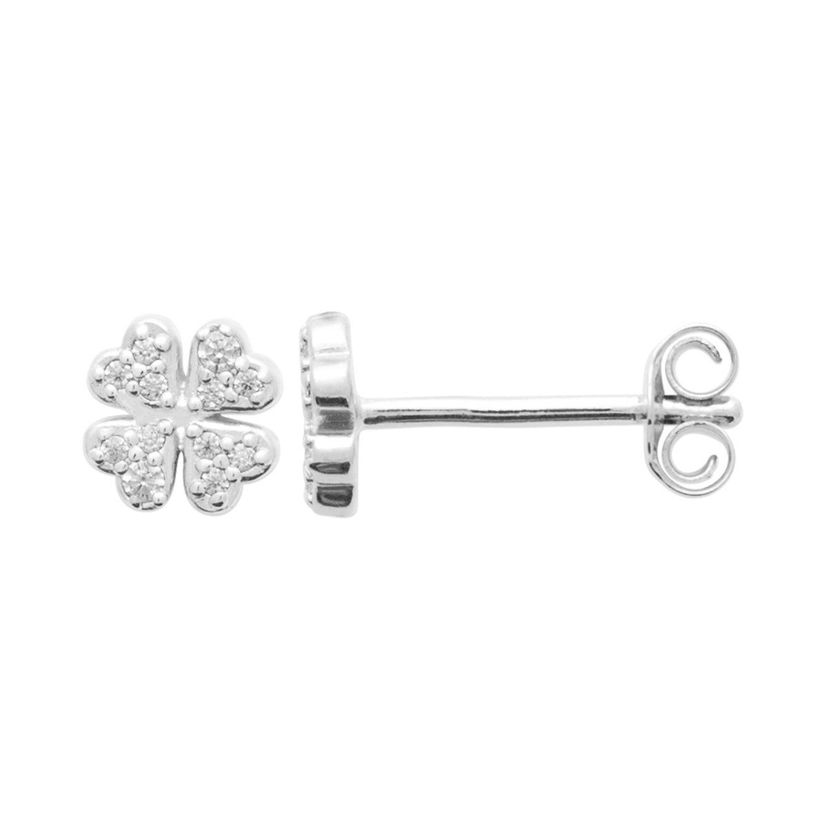 Boucles d'oreilles puces Brillaxis Trèfle argent