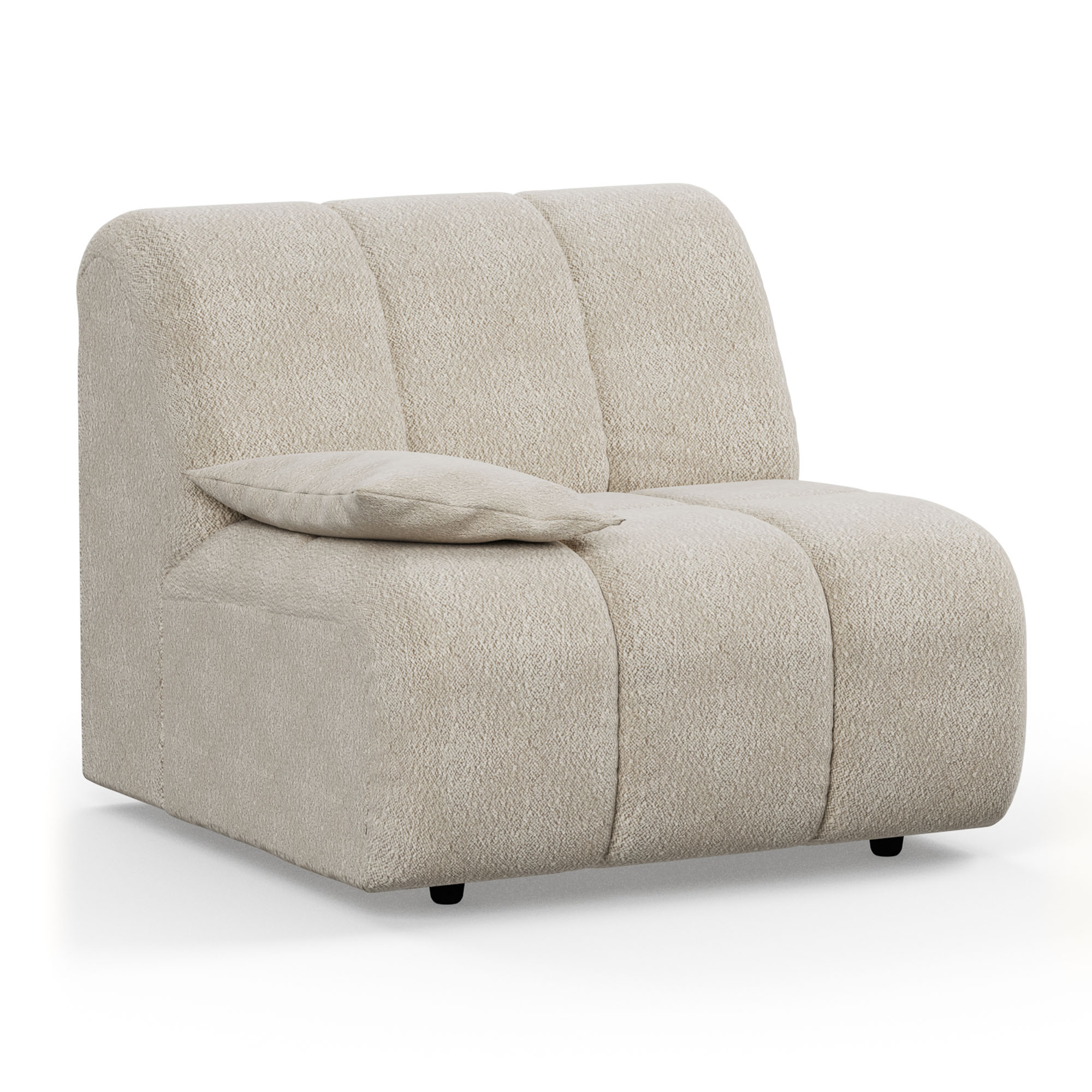 Bank HKliving Wave Boucle eindelement arm links laag cream