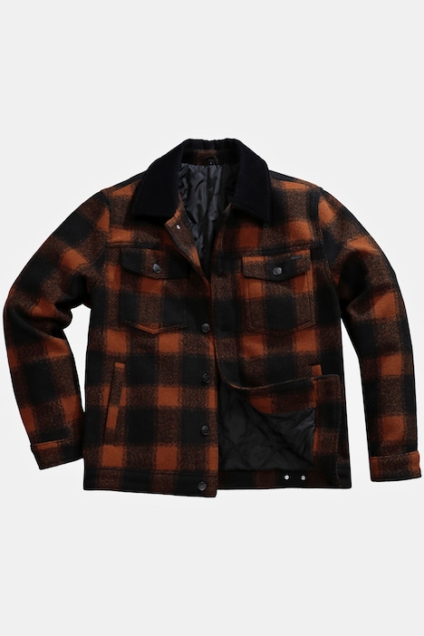Jacke, Outdoor, Wolloptik, Cordkragen, Knopfleiste, Brusttaschen, bis 8 XL