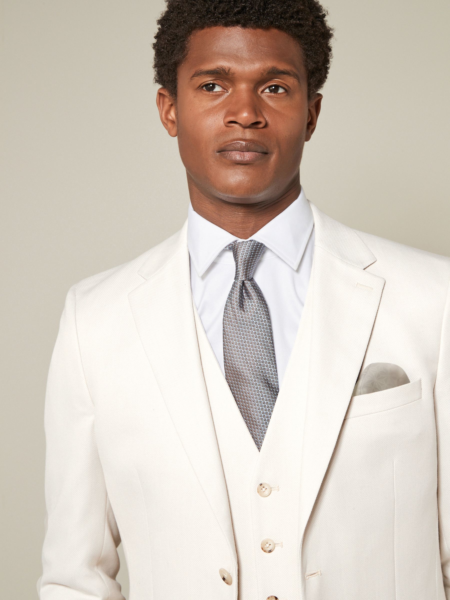 Ecru - Slim Fit - Kostuum met textuur: colbert
