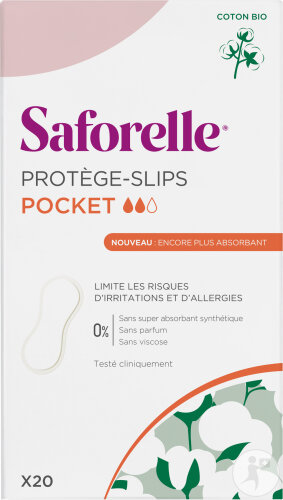 Saforelle Protège-Slips Pocket Coton Bio 20 Pièces