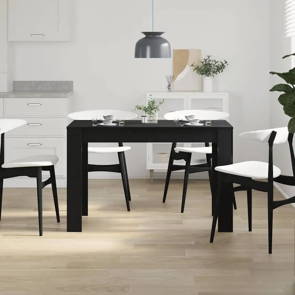 vidaXL Eettafel - Rechthoekige tafel - Zwart eiken - Bewerkt hout - 120x60x76 cm