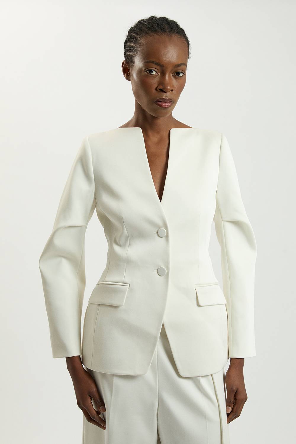 KarenMillen Blazer Cintré En Satin Sans Col