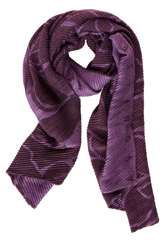 Jacquard Plissée Schal - plummy wine