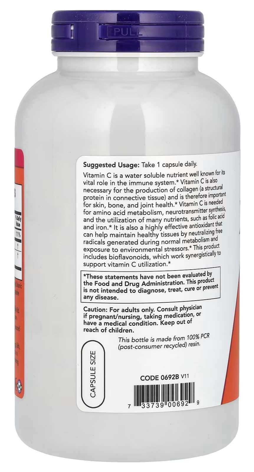 NOW Foods Vitamina C-1000 100 cápsulas veganas