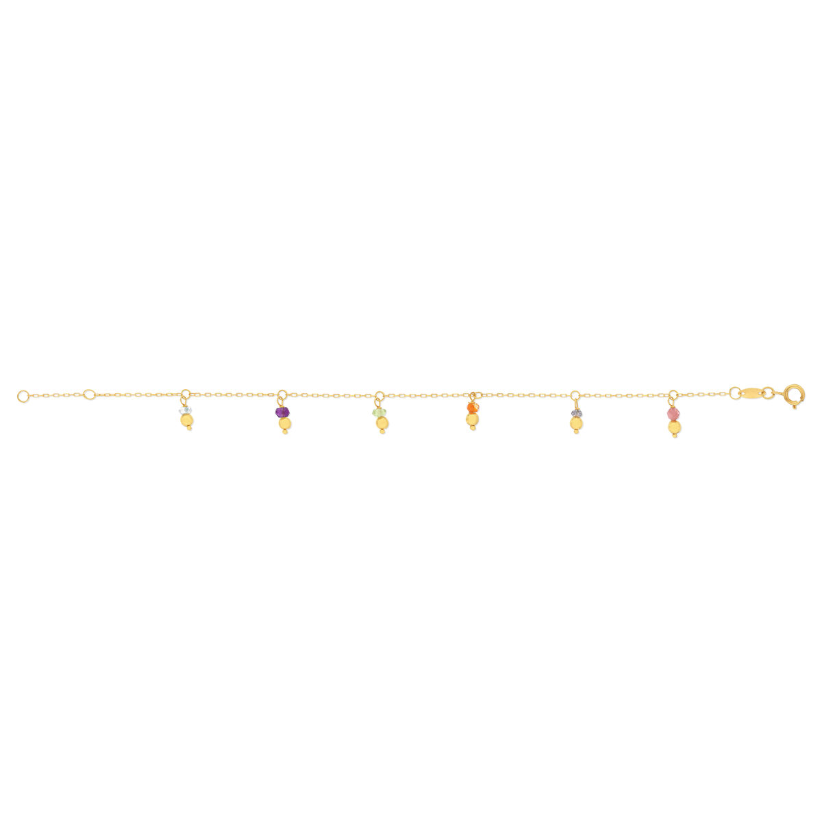 Bracelet or 375 jaune pampilles pierres naturelles 18cm