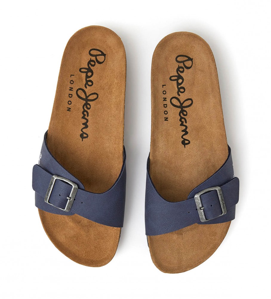 Sandálias Pepe Jeans Bio Single, cor azul marinho Chicago