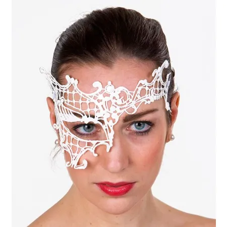 Festartikel Müller Augen-Halbmaske aus weißer Spitze