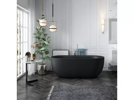 Baignoire îlot design ovale LISBON noir mat 170 cm