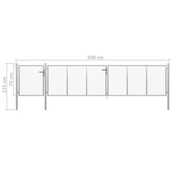 vidaXL Hageport stål 500x75 cm sølv