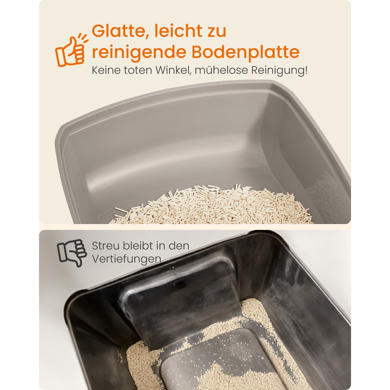 FEANDREA Katzenklo mit hohen Seitenwänden, offene Katzentoilette, mit Schaufel