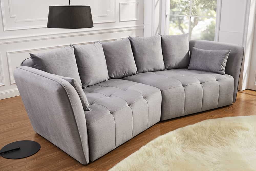 Modernes Big Sofa ROYAL 295cm grau Velours-Strickstoff Federkern XXL-Couch