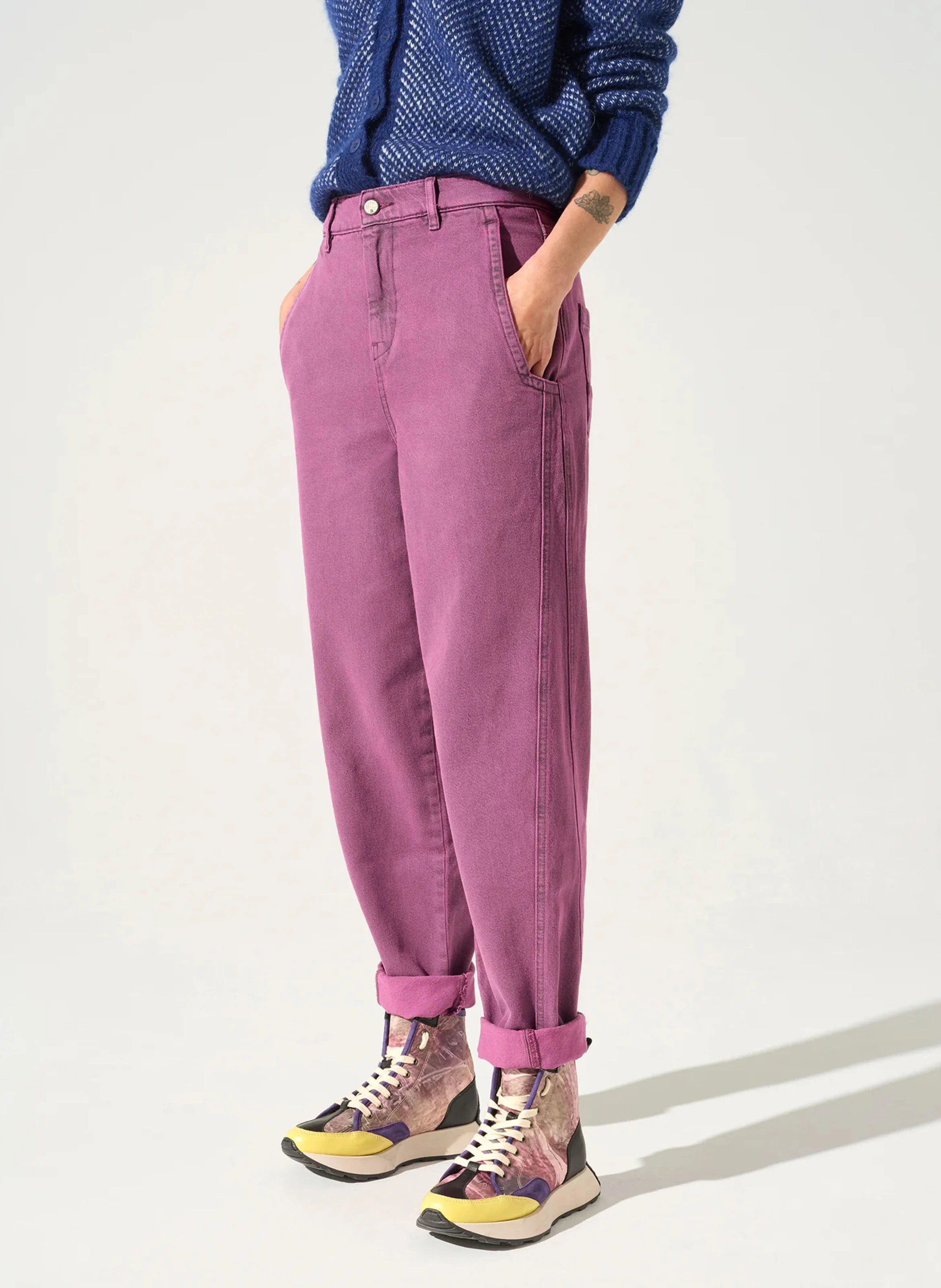 KEJA - Jean coupe mom en coton| Violet