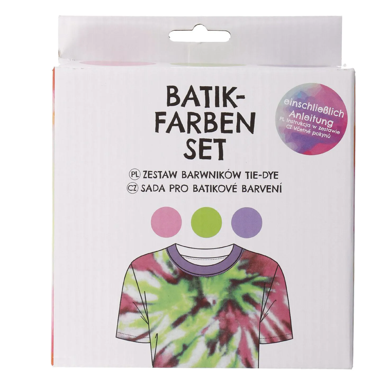 3er Set Textilfarbe Batik, DIY, lila/grün/pink